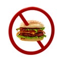The sign forbidding a hamburger. - 3d rendering