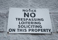 A sign forbidding soliciting