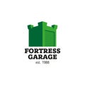 Sign in the form of a fortress, garage or warehouse, car repair