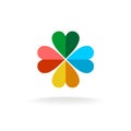 Four leaves colorful clover logo