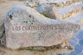 Sign in the Four Posts of Avila, Spain Royalty Free Stock Photo