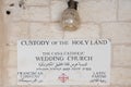 Sign for the Franciscan Cana Catholic Wedding Church Royalty Free Stock Photo