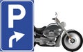 Sign free parking for motorcycles and bicycles- Royalty Free Stock Photo