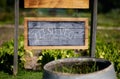 Sign of fresh vegetables in the farm shop