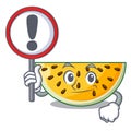 With sign fresh yellow watermelon on character cartoon