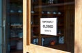 The sign in front of the office is temporarily closed. Sign Coronavirus in the store