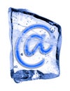 Sign @ frozen in the ice Royalty Free Stock Photo