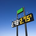 Sign with fuel prices.