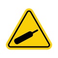 Sign gas under pressure. Compressed gas warning sign. Yellow triangle sign with a bottle icon inside. Danger of explosion and Royalty Free Stock Photo