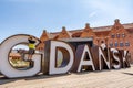 Sign `Gdansk` in old town in Gdansk Poland Royalty Free Stock Photo