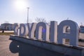 Sign Gdynia city inscription in sunrise at the harbor Poland. Travel tourist destination