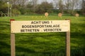 Sign in german at archery range Royalty Free Stock Photo