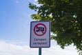 A sign with the German inscription Camping prohibited Royalty Free Stock Photo