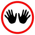 Sign only with gloves entrance virus protection safety dont touch your face