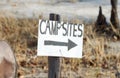 Sign, go right to the campsites