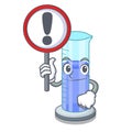 With sign graduated cylinder with on mascot liquid