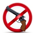 Sign with gun and symbol Stop arming