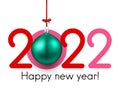 2022 sign with hanging bauble instead of 0 Royalty Free Stock Photo