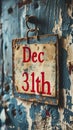 Sign hangs on door reading 'December 31th