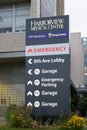 Sign for Harborview Medical Center trauma one hospital in Seattle Royalty Free Stock Photo