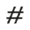 Sign Hashtag, halftone icon. Dotted grunge symbol of ink spots. Textured design element. Vector Royalty Free Stock Photo