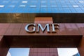 Sign on the headquarters of the Garantie Mutuelle des Functionnaires, better known as GMF, Levallois-Perret, France