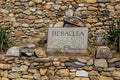 Sign Heraclea Lyncestis ancient ruins near Bitola, North Macedon