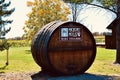 Sign of Hickory Hollow Wine Cellars on Wine Barrel