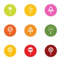 Sign highway icons set, flat style