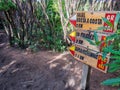 Sign for hiking trails on Faial Island, Azores