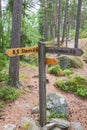 Sign with hiking trails in a forest