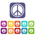 Sign hippie peace icons set