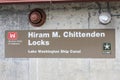 Sign for Hiram M Chittenden Lake Washington Ship Canal in Seattle Royalty Free Stock Photo