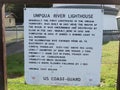 Sign at Historic Umpqua River Lighthouse near Reedsport, Oregon Royalty Free Stock Photo