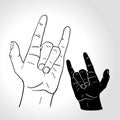 Sign of the horns. Rock on hand sign, rock n roll, hard rock, heavy metal, music Royalty Free Stock Photo