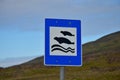 A sign in Iceland, showing a place where to find seals. West coast of peninsula Vatnsnes