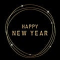 Sign icon inscription happy new year in golden frame. Vector illustration eps 10