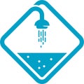 sign icon with shower faucet and water tub
