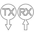 Sign icon tx rx transmission receiving data information, vector simple symbol tx rx an arrow receiving transmitting