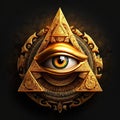 Sign Illuminati. Freemasonry. The masonic square. All seeing eye in sacred geometry triangle, masonry and illuminati symbol. Royalty Free Stock Photo