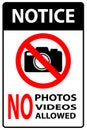 Sign illustration of notice no photos and no videos allowed on isolated white background Royalty Free Stock Photo