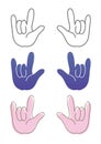 Hand gesture, i love you - sign set