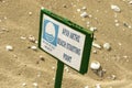 Sign with the image of the Blue Flag and the inscription `beach starting point`