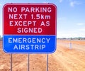 No parking next 1.5km except as signed - Emergency Airstrip. Royalty Free Stock Photo