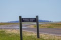 Sign indicating Burns Basin Overlook in the Badlands National Park.