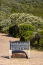 Sign indicating Cape Point with longitude e latitude near Cape Town, South africa