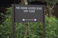 Sign indicating fire engine access road for safety Royalty Free Stock Photo
