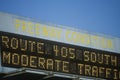A sign indicating the 405 freeway conditions Royalty Free Stock Photo