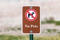 Sign indicating no pets allowed in the Badlands National Park. Royalty Free Stock Photo