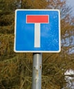 Sign indicating road with a dead end. Royalty Free Stock Photo
